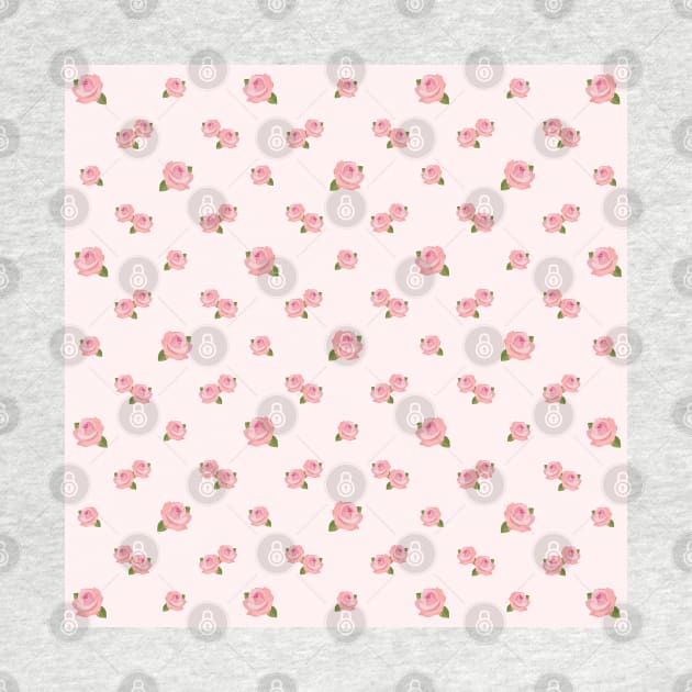 Pink Roses Pattern on Pale Pink by NataliePaskell